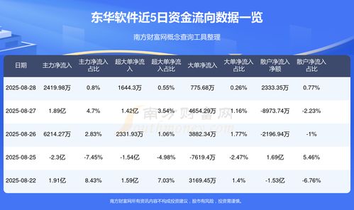 东华软件(002065)8月28日资金流向分析